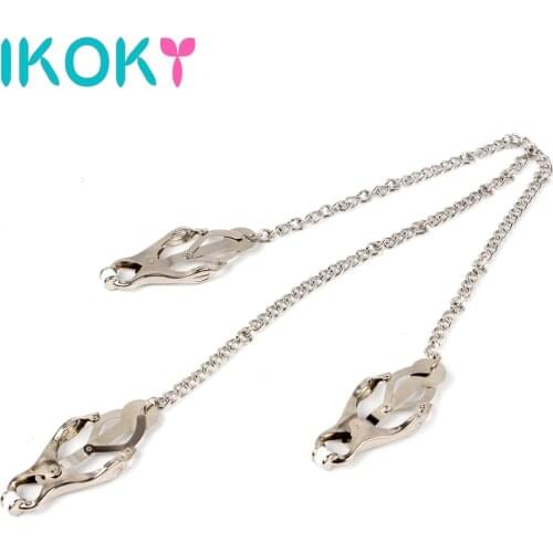 IKOKY Breast Clips Nipple Clamps Metal Chain Erotic Toys Clitoris Nipple Stimulator SM Bondage Adult Games Sex Toys for Couples