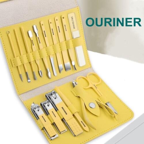 12-16pcs/set Nail Cutter Set Stainless Steel Nail Clippers Set With Folding Bag Manicure Cutter Kits Scissors Makeup Beauty Tool