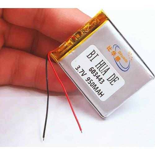1/2/4 pcs 3.7V 950mAh 603443 Lithium Polymer Li-Po Rechargeable li ion Battery For Mp3 MP4 GPS power bank electronic DVD part
