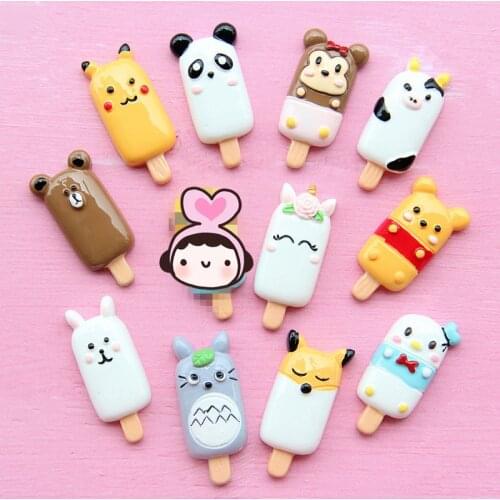 5 PCS Cute Mini Artificial Ice Cream Clay Charm Beads Doll House Decoration Funny Children Toys DIY