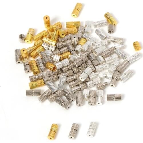 50pcs/lot 7x3mm Screw Clasps Necklace Connectors Leather Cord Buckle Closure Findings For Diy Jewelry Making Bracelet Accessory