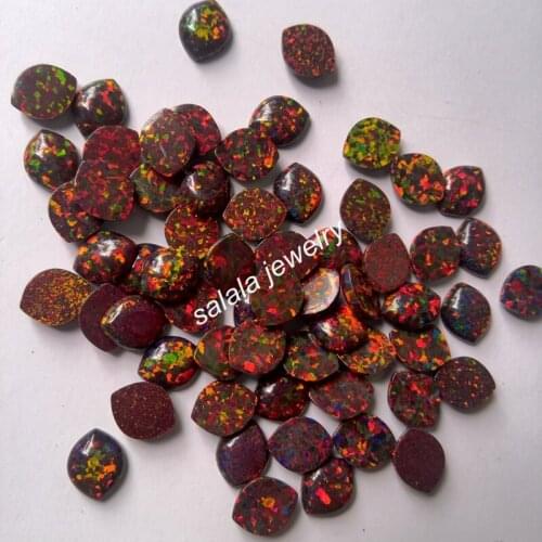 50pcs/lot Free Shipping 8x10mm OP20 Multi Cherry Red Marquise Fire Opal Synthetic Marquise Cabochon Fire Opal for Jewelry
