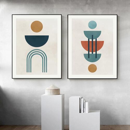 Abstract Trendy Geometric Patterns Canvas Painting Wall Art Posters and Prints Pictures for Living Room Office Home Decoration