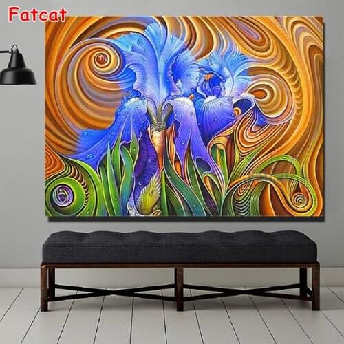 5D DIY Handmade Full Drill Diamond Painting iris Flower Cross-stitch Kits Diamond Mosaic Embroidery fantasy Scenery Decor PP561