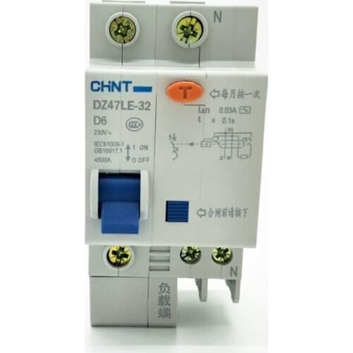 CHINT DZ47LE-32 1P+N D6A 30mA Earth Leakage Circuit Breaker/Residual Current Operated Circuit Breaker