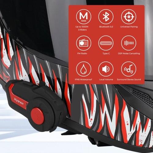 Motorcycle Bluetooth Headset FM Radio Interphone Headsets Wireless Helmet Intercom Headsets 1000M 3 Ways Waterproof