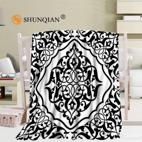 Custom big size Black and white pattern Blankets for beds warm winter sleeping sofa blanket 56x80inch 50X60inch 40X50inch