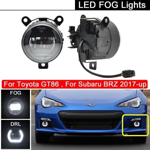 2Pcs Front Bumper White LED Fog Lamp With DRL Daytime Running Light For Toyota GT86 2017-up For Subaru BRZ 2017-up