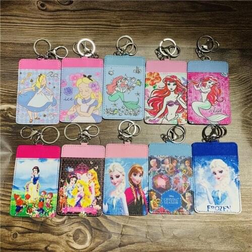 Disney Princess Frozen mermaid Anime Figures Cartoon Product Cosplay Accessories Casual Card Holder Unisex Gift