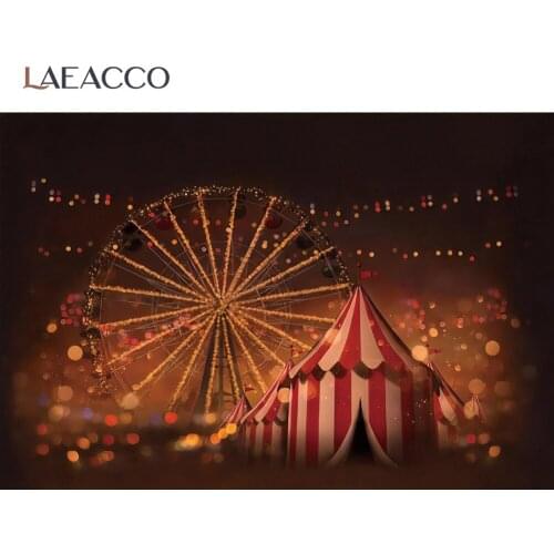 Laeacco Twilight Circus Tent Ferris Wheel Polkas Dots Photography Backdrops Baby Birthday Customized Photography Backgrounds