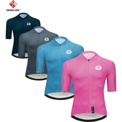 Geeklion Outdoor PRO Cut Four Pure Color Design Cycling Jersey Short Sleeves Mesh Breathable Fabric MTB Jersey