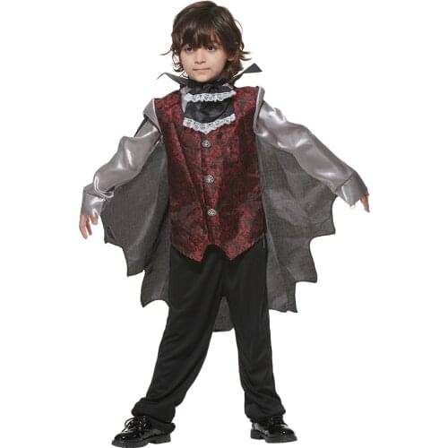 Snailify Boys Vampire Costume Prince of Darkness Halloween Costume For Kids Top Pants Cape Collar Set Outfit