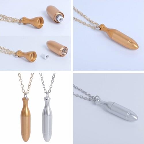 Creative Mini 1ml Aluminum Perfume Bottle Bullet Necklace With Chain Pendant Refillable Roll-on Essential Oil Bottles Lady Gifts