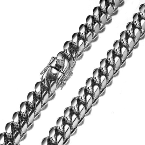 New Arrive 12mm Stainless Steel Silver Color Miami Cuban Link Chain Mens Womens Necklace Or Bracelet Gift 7-40" Unsexs Jewelry