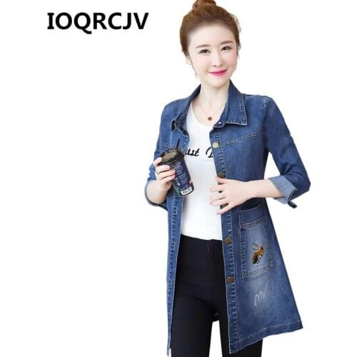 Denim Jacket for Women 2019 Spring Autumn New Korean Long Sleeve Casual Windbreaker Female Large Size 5XL Embroidery Jacket R505