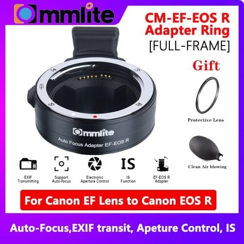 HOT-Commlite CM-EF-EOS R Lens Mount Adapter Electronic Auto Focus Mount Adapter with IS Function Aperture Control for Canon EF/E