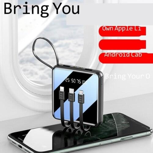 Mini large capacity self-contained cord mirror charger 20000 Ma digital display mobile power gift riverdale