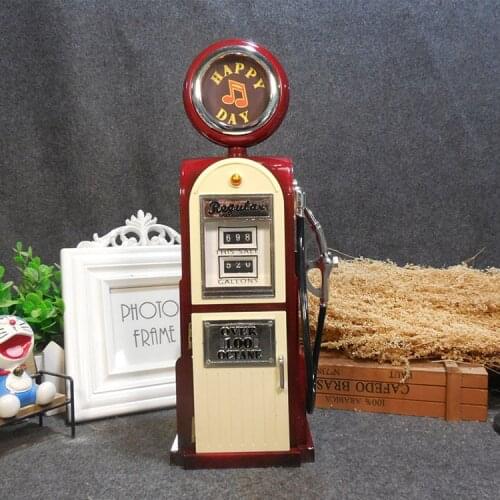Retro Music Box Fashion US Gas Pump Fuel Dispenser Shape Storage Music Box New Year Gift