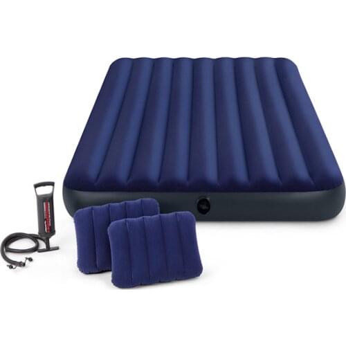 Inflatable Bed 203x152cm Air Mattress Portable Air Bed for 2 People for Camping Double Deluxe Striped Increased Thickening
