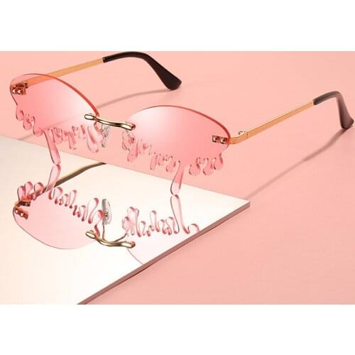 2020 New Vintage Oval Rimless Gradient Women Sunglasses Brand Designer Small Round Fashion Eyewear Female Sun Glasses Shades NX