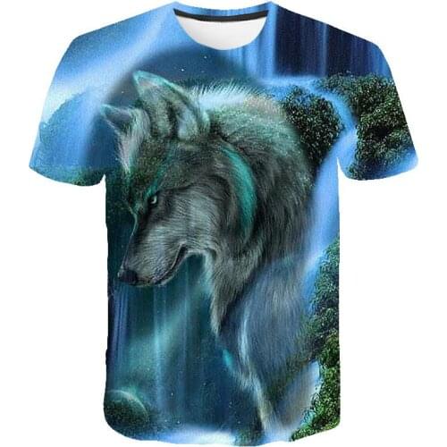 2021 Newest Wolf 3D Print Animal Boys Cool Funny T-Shirt Kids Short Sleeve Summer Tops t shirt Baby Fashion Casual T shirts