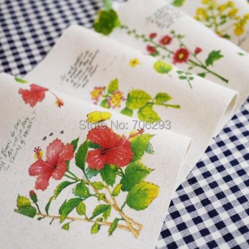Hand dyed 4Assorted Cotton Linen Printed Quilt Fabric For DIY Sewing Patchwork Home Textile Decor 20x20cm Flowers series