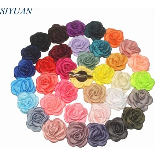 Wholesale 220pcs/lot 4.0cm Burnt Fabric Flora Satin Rose Flower Kids Hairclip/Headband/Wedding Decoration 36 Color TH244