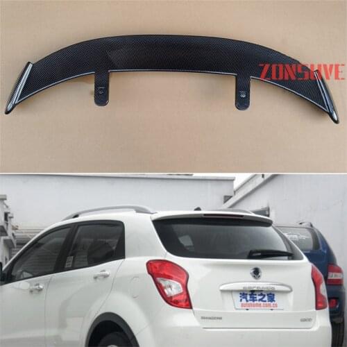 Use For 2013-2017 Ssangyong Korando ABS Plastic Carbon Fiber Look Hatchback SUV Roof Rear Wing Body Kit Accessories