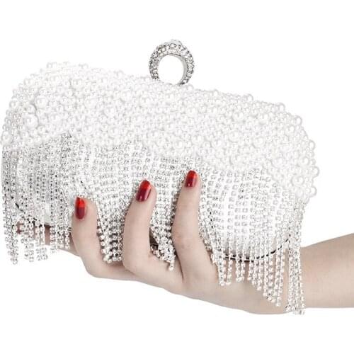 Bee In Fly Luxury Hand Inlaid Diamond Pu Evening Bag Pearl WomenS Wedding Zero Wallet Cocktail Evening Bag