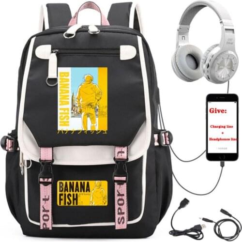 Anime Banana Fish backpack boys Girl School book Bag Unisex Travel Backpack USB Charging teenagers Laptop packsack Book Bag