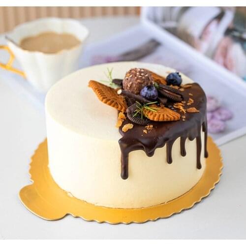 SHENHONG Golden Round Cake Cardboard Silver Pastries Displays Tray 16-35 CM Turntable Cake Base Board Cheesecake Mousse Plate