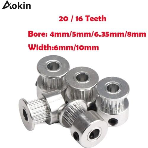 20 16 Tooth GT2 Timing Pulleys 2GT Wheel Parts Bore 4mm 5mm 6.35mm 8mm Aluminium Gear Teeth Width 6mm 10mm 3D Printers Part