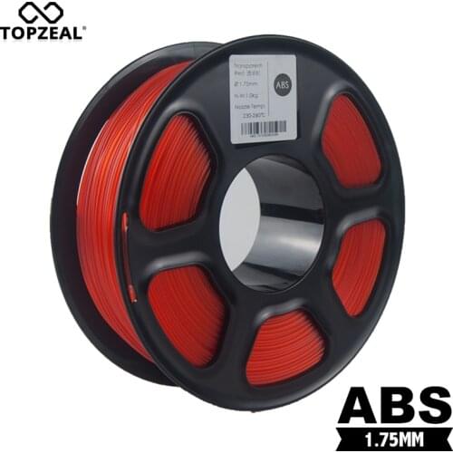 TOPZEAL ABS Transpare Red Color Filament ABS 1.75mm 1KG/Roll Plastic Consumables Material for 3D Printer Filament