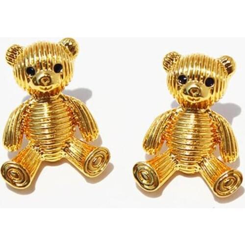 Fun Cartoon Spiral Pattern Bear Fashionable Cute Girl Sweet Earrings