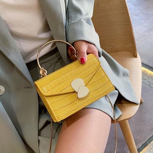 Stone Pattern PU Leather Crossbody Bags For Women Fashion Mini Shoulder Bag With Metal Handle Lady Travel Handbags Totes