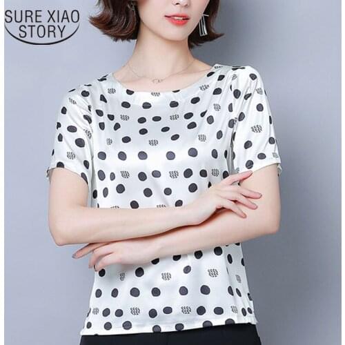 2021 Summer New Arrival Short Sleeve Ladies Tops 4XL Plus Size Silk Women Blouses Loose Print Office Lady Woman Blouse 9069 50