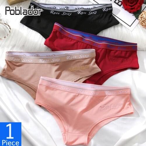 Poblador Sexy Womens Cotton Panties Underwear Seamless Letter Briefs Low Rise Female Sport Panty Comfort Lady Lingerie Tanga