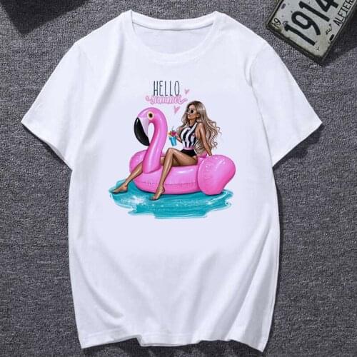 Women Fashion Soft Casual White T shirts Tops Fashion Girl summer printed leggings 2021 T-shirt Ms. Nail Polish T-shirt