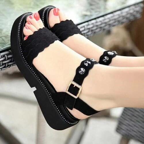 Mid-heel Platform Platform Sandals 2021 Womens New Style Buckle All-Match Roman Slope Heel Sandals Women