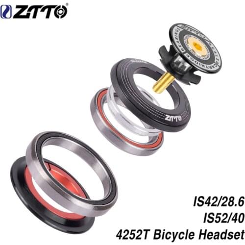 ZTTO Bicycle Headset 42mm 52mm CNC 1 1/8"-1 1/2" MTB Bearing Straight Tapered Tube Fork IS42 IS52 Steer Column Integrated System