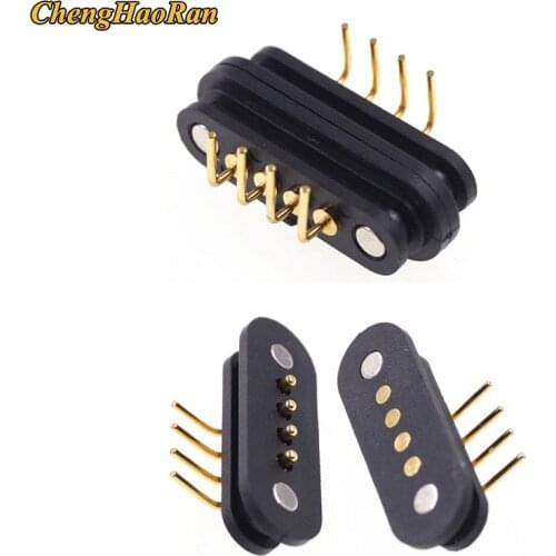 1PCS Spring-Loaded Magnetic Pogo pin connector 4 pin Pitch 2.5 mm through hole Angled male female 2A 36V DC Power Charge Probe