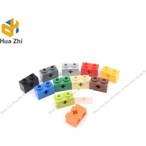 Building Blocks Parts 32064 10PCS Technic Brick 1 x 2 with Axle Hole Type 1 [+ Opening] and Bottom Pin LEGOING MOCS Education