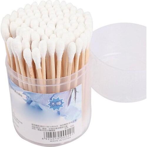 100/500Pcs Disposable Cotton Swab Micro Brushes Wood Cotton Buds Swabs Ear Clean Stick Eyelash Extension Glue Makeup Tools