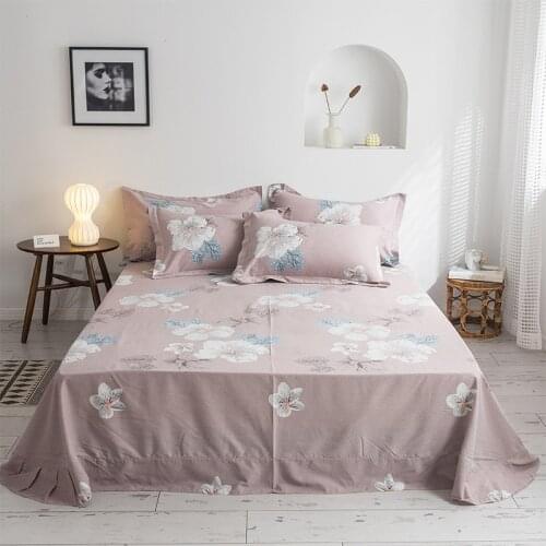 100% cotton printed color thicken sanding fabric sheet single queen king size super size sheet home decoration