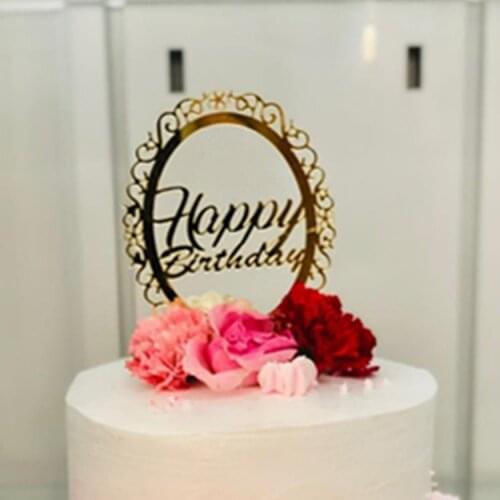 Princess Style Happy Birthday Acrylic Cake Topper Gentleman Birthday Cupcake Topper for Celebrate Birthday Party Cake Decoration