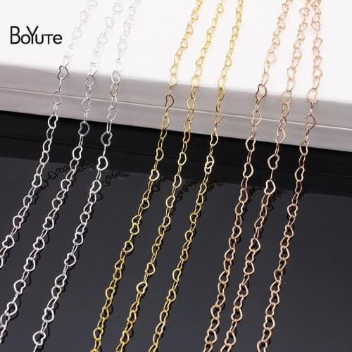 BoYuTe (90-95 Meters/Lot) 4MM Hollow Heart Chain Materials Factory Supply Handmade Diy Brass Chain Findings