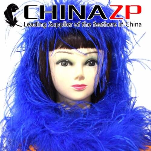 CHINAZP Wholesale 2yards/lot 35gram Graceful Dyed Royal Blue Ostrich Feather Boas and Scarfs