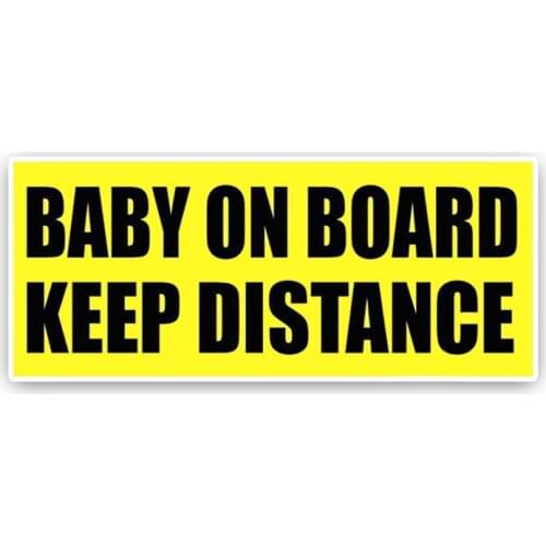 Hot Interesting Warning Keep Distance Baby on Board Car Sticker Motorcycle Decals Bumper KK Decorative PVC 18cm *8cm