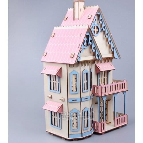 DIY Wooden miniature dollhouse children girls pretend play toys doll house assembled Educational Mini 3D Stereo puzzle house