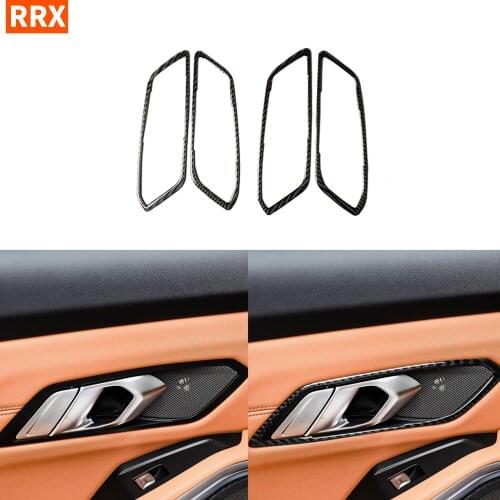 For BMW 3 Series G20 G28 2019-2020 Carbon Fiber Sticker Inner Door Handle Frame Cover Trim Sticker 4Pcs Car Accessories